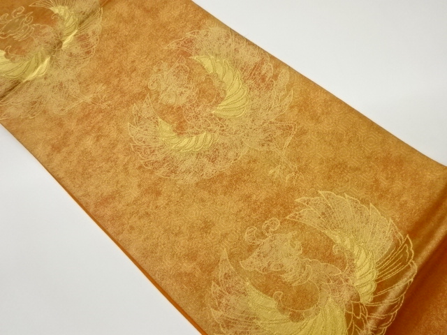 鳳凰に亀甲模様織出し袋帯